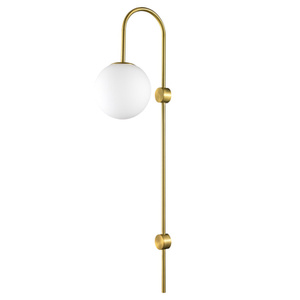 Lampa ścienna DANTE 78 cm - kinkiet złoty z białym kloszem
