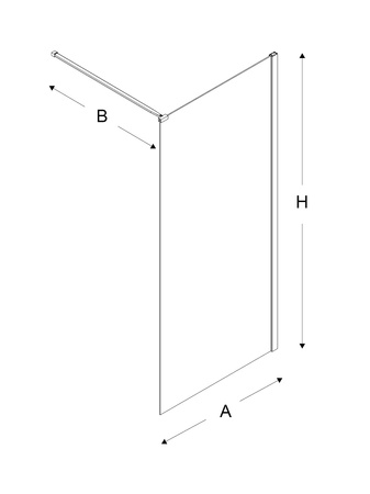 Kabina VELIO BLACK  walk-in 130x200 szkło czyste 8mm z powłoką