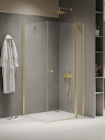 NZ2 Kabina prysznicowa NEW SOLEO LIGHT GOLD 1D prostokątna U 80x90x195 szkło czyste 6mm Active Shield 2.0 - z el. stałym