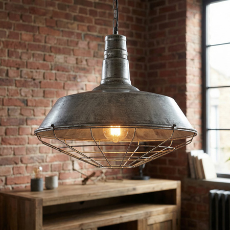 LAMPA WISZĄCA INDUSTRIALNA LOFT STARE SREBRO ARIGIO D35
