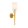 Lampa ścienna DAMA 52 cm-  złoty kinkiet z białym abażurem