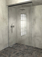 ARCHITEX zestaw do mocowania szkła podłoga-ściana-sufit z listwą spadkową, 1615x2600mm, lewy, czarny mat