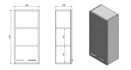 ZOJA/KERAMIA FRESH szafka wisząca 35x76x23cm, dąb platin