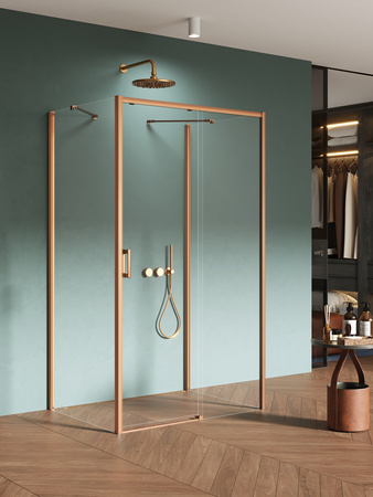NZ4 Kabina prysznicowa PRIME COPPER BRUSHED 1D prostokątna przyścienna P 110x90x200 szkło czyste 6mm Active Shield 2.0