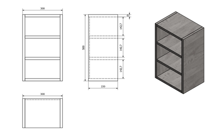 LATUS VI regał 30x50x22cm, dąb Alabama