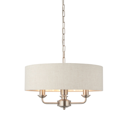 Highclere 3 Pendant Lght Chrome&Natural 350-1200mm