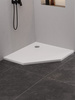 Brodzik NEX konglomeratowy pięciokątny 90x90x3,5 biały,  gł.2cm, fi 90