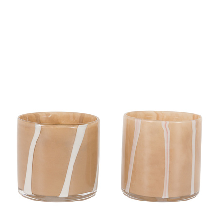 Candy Tealight Holder Beige&Cream (2pk) 85x85x80mm