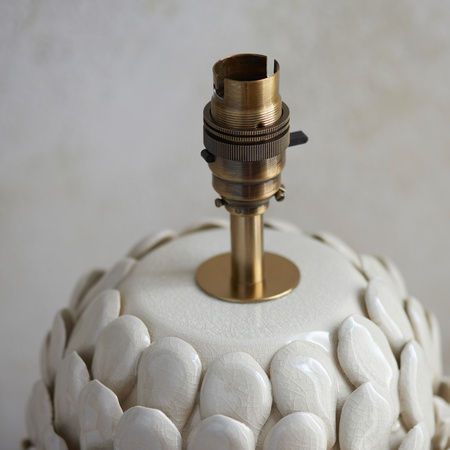 Layered Leaf Table Lamp Base Ivory Crackle Small