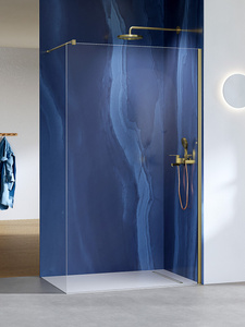 Kabina prysznicowa NESTA LIGHT GOLD WALK-IN U 100x200 szkło czyste 6mm Active Shield 2.0