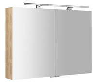 MIRRÓ szafka z lustrem z oświetleniem LED, 100x70x16cm, dąb Alabama