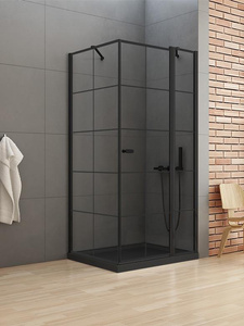 KABINA NEW SOLEO BLACK KWADRATOWA P 90x90x195 KRATKA - CZYSTE 6mm ACTIVE SHIELD