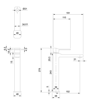 SLIDE bateria umywalkowa wysoka