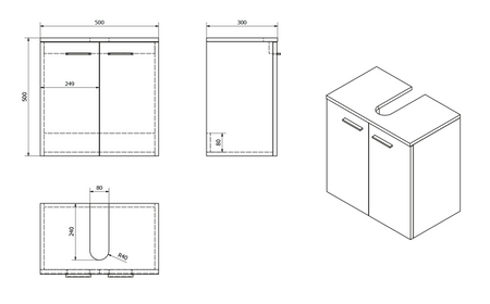 DINO szafka umywalkowa 50x30x50cm, biały