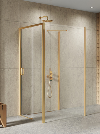 NZ4 Kabina prysznicowa PRIME GOLD BRUSHED 1D prostokątna przyścienna P 120x110x200 szkło czyste 6mm Active Shield 2.0