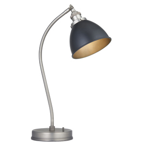 Lampa stołowa Franklin – czarna / cynowa, 15 × 29 × 46 cm