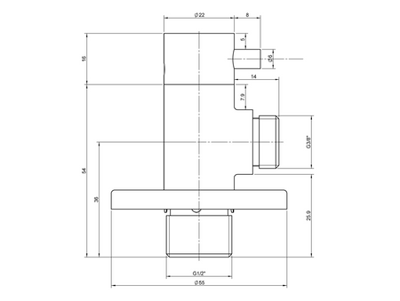 MINIMAL zawór kątowy z rozetą 1/2"x 3/8", woda zimna, stal nierdzewna mat
