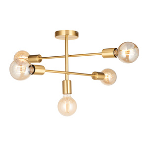 Lampa sufitowa Studio – 5-punktowa, satynowy mosiądz, 53 × 53 × 30,5 cm