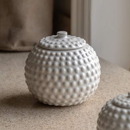 Alba Beaded Trinket Jar White 205x205x185mm