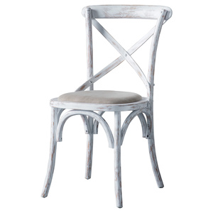 Krzesło kawiarniane z białym obiciem lnianym 470 x 560 x 880 mm (2 szt.)
