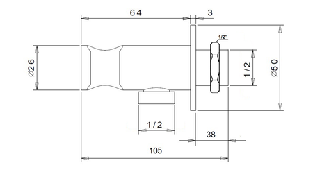 Przyłącze kątowe na bok szafki, do baterii 1209-05 i 1209-09, chrom