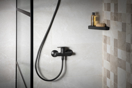 LOTTA bateria prysznicowa ścienna, rozstaw 150mm, czarny mat