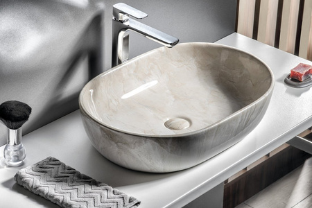 DALMA umywalka ceramiczna nablatowa 59x42 cm, marfil