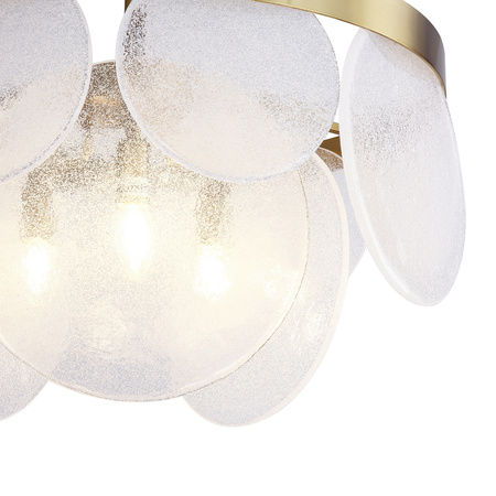 Lampa wisząca AURORA 60 cm - żyrandol mosiężny, szklany