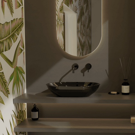 Vitruvit MILD ceramiczna umywalka nablatowa owalna 58 cm czarny połysk (wyprzedaż ekspozycyjna)