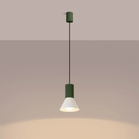 Lampa wisząca ESTRIA 1 beżowa/zielona oliwka
