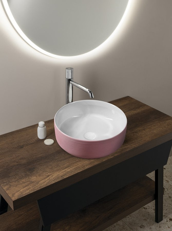 ARDEA ceramiczna umywalka nablatowa, średnica 41cm, różowa