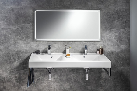 FLAVIA umywalka kompozytowa podwójna 150x50cm, biała