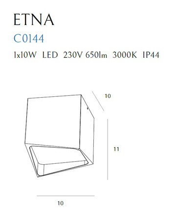 MAXLIGHT C0144  LAMPA SUFITOWA ETNA CZARNA IP44