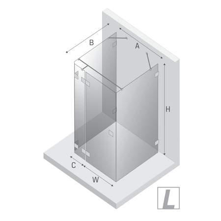 Kabina prysznicowa AVEXA NICKEL BRUSHED 1D prostokątna przyścienna L 110x120x200 szkło czyste 6mm Active Shield 2.0