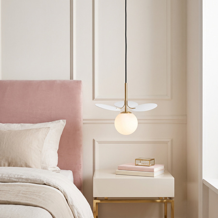 Lampa wisząca CHIC-1, 20 cm - biało złota nowoczesna lampa do salonu