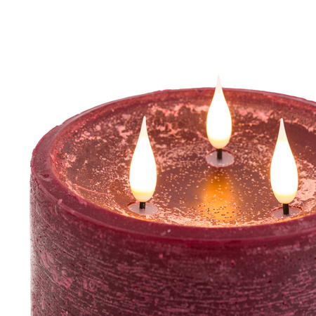 LED 3 Wick Candle Oxblood 150x150x150mm