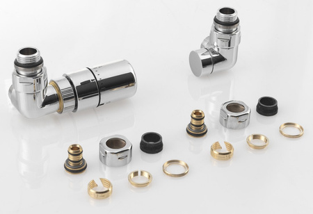 CORNER zestaw przyłączeniowy z termostatem, lewy, chrom