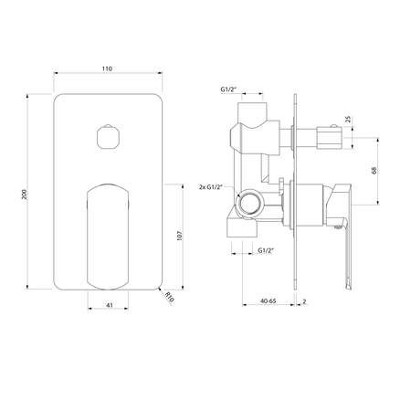 MIXONA bateria prysznicowa podtynkowa, 2 wyjścia, chrom
