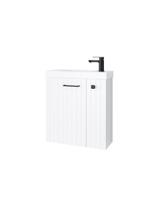 Szafka łazienkowa wisząca z umywalką 55 cm biały mat uchwyt czarny mat NOOK 010-SU55-04+TR41366