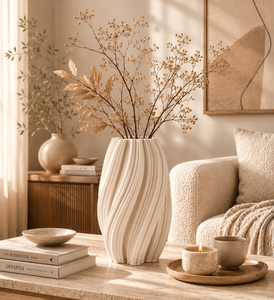 Wazon dekoracyjny BIZZOTTO JOLEEN BEIGE H31 – beżowa ceramika 3D