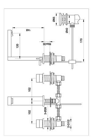 EXCELENT Chrom 3-otworowa bateria umywalkowa