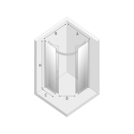 KABINA ULTIMA PÓŁOKRĄGŁA U 90x90x190 CZYSTE 6mm ACTIVE SHIELD