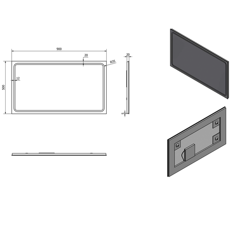 Lustro GEMINI z oświetleniem LED 90x50cm