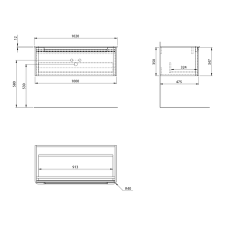 KERALA szafka pod umywalkę 100x35x47,5cm, 1 szuflada, siena