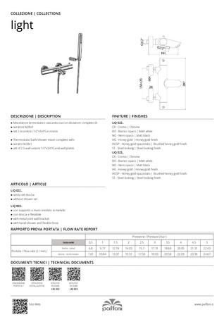 Bateria wannowa ścienna TERMOSTAT (korpus)-Paffoni/kolekcja Light