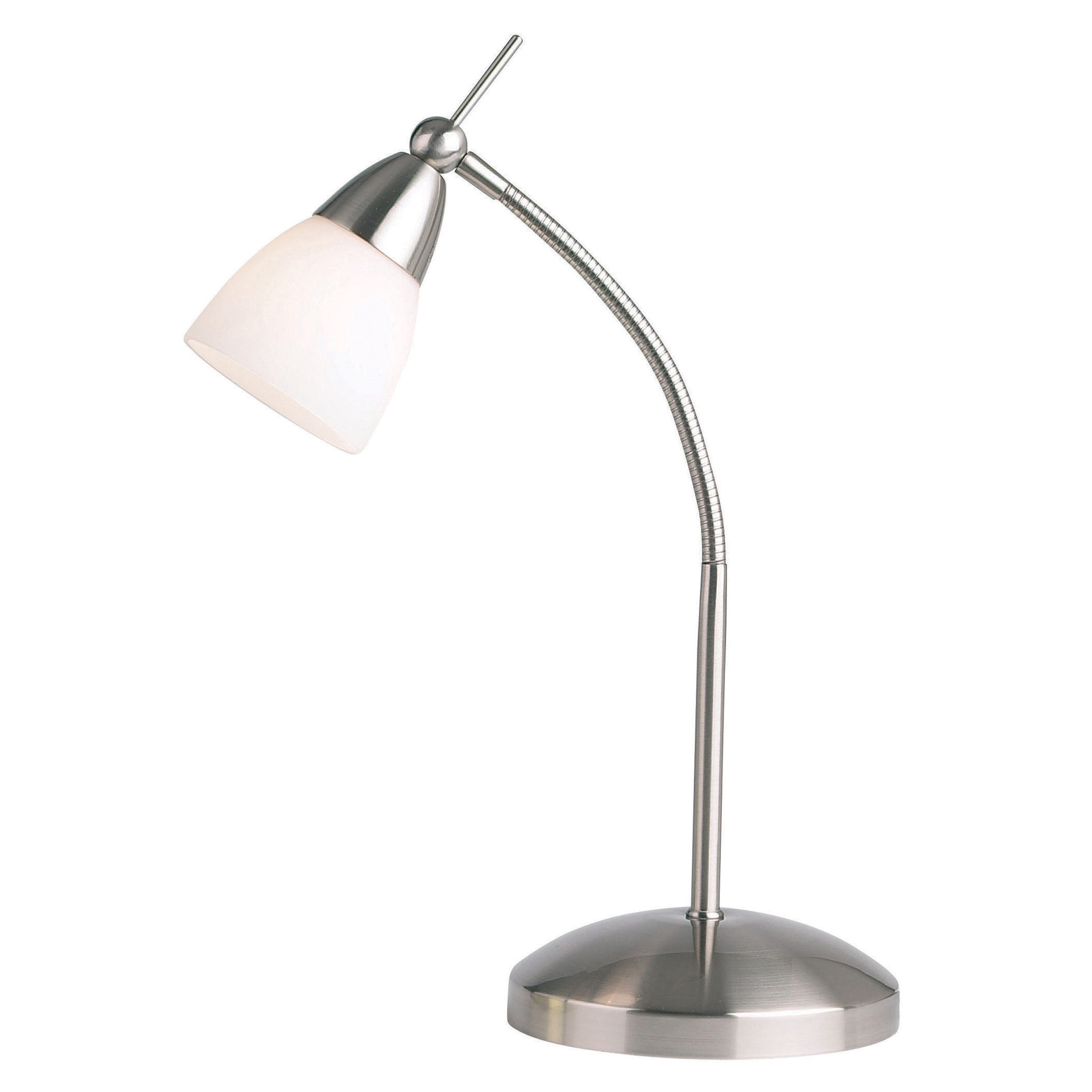 Lampa stołowa Range – satynowy chrom / biały, 14 × 26 × 22,5 cm