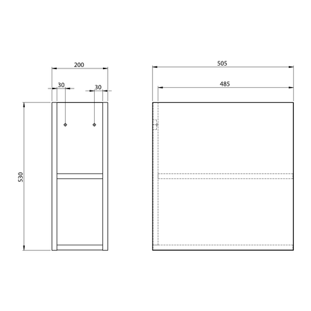 TREOS szafka wisząca dolna 20x53x50,5cm, biały mat