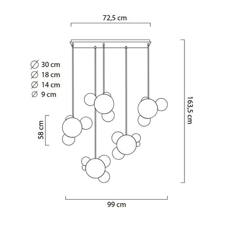 MOOSEE lampa wisząca CAPRI LINE 5 złota