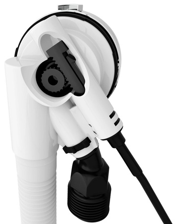 Zestaw odpływowy z napełnianiem, długość 600mm, korek automatyczny 72mm, czarny mat