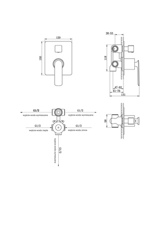 EXPERIENCE Gray Podtynkowa bateria wannowo-prysznicowa z trzema wyjściami